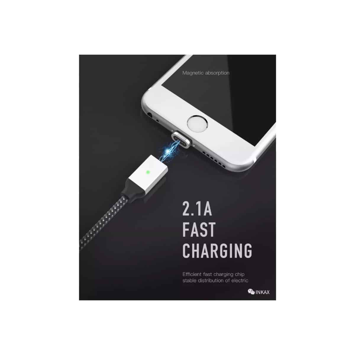 Cable Inkax MicroUSB 2.1A magnético - Modelo CK-50 Cable Inkax MicroUSB 2.1A magnético - Modelo CK-50
