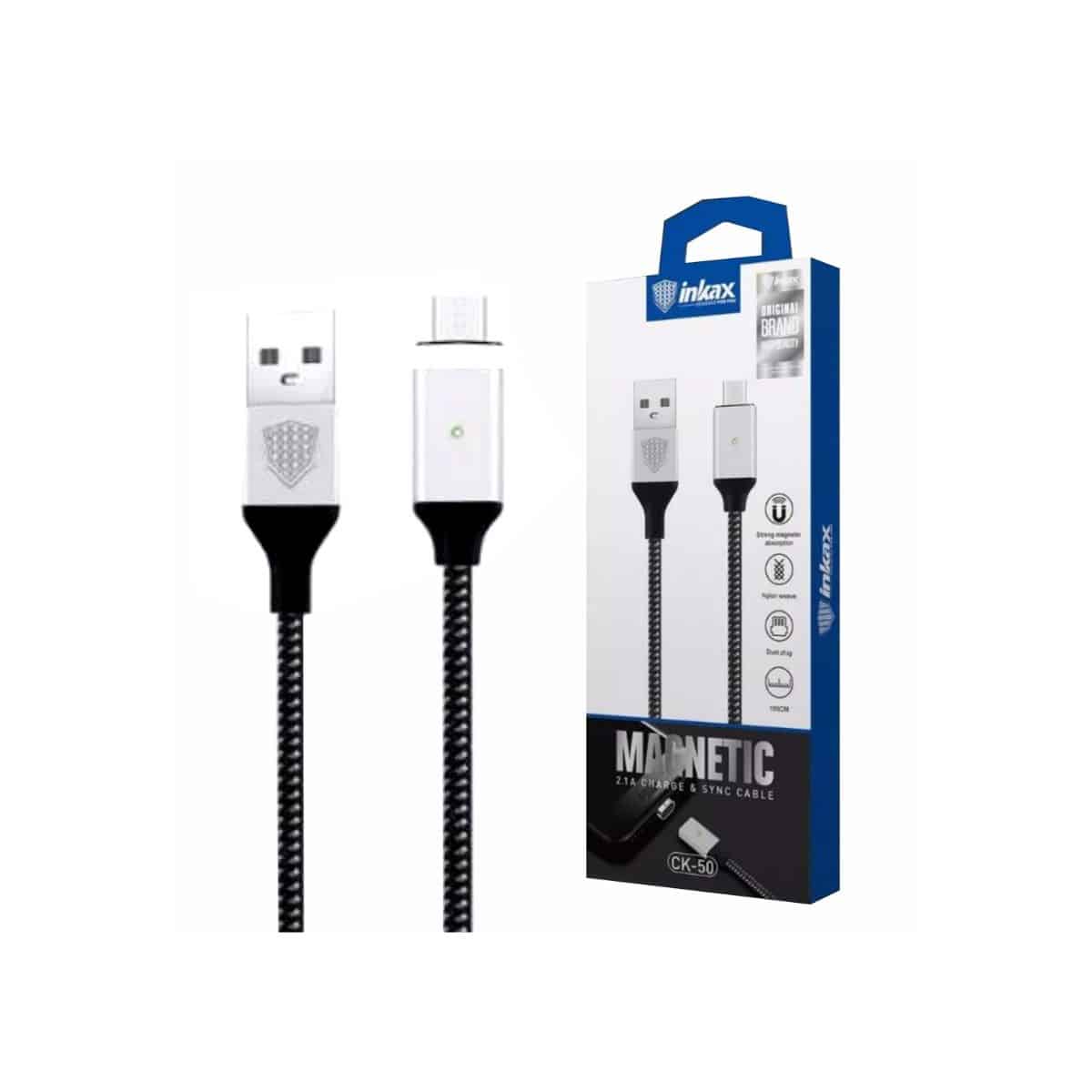 Cable Inkax MicroUSB 2.1A magnético - Modelo CK-50 Cable Inkax MicroUSB 2.1A magnético - Modelo CK-50