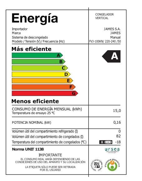 Freezer Vertical James 88 Litros Clase A FVJ - 100 KN