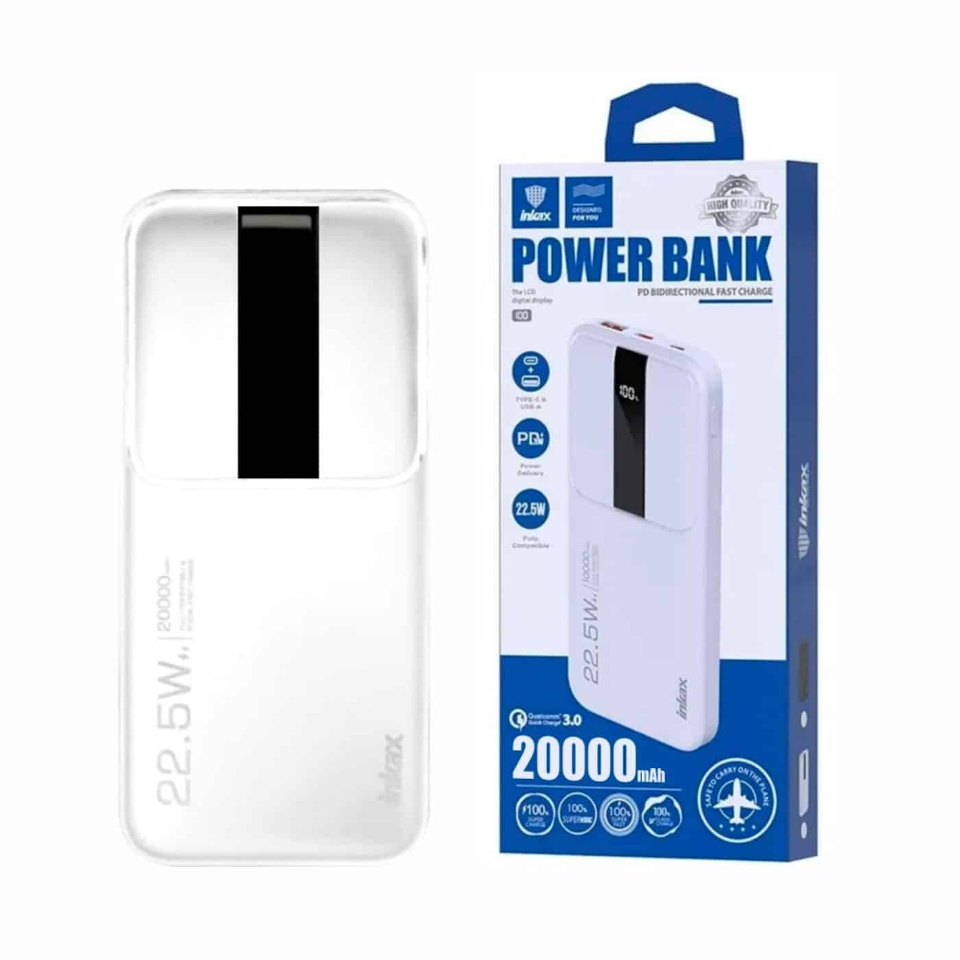 Powerbank Inkax 20000mAh Blanco - PBQ-07 Powerbank Inkax 20000mAh Blanco - PBQ-07