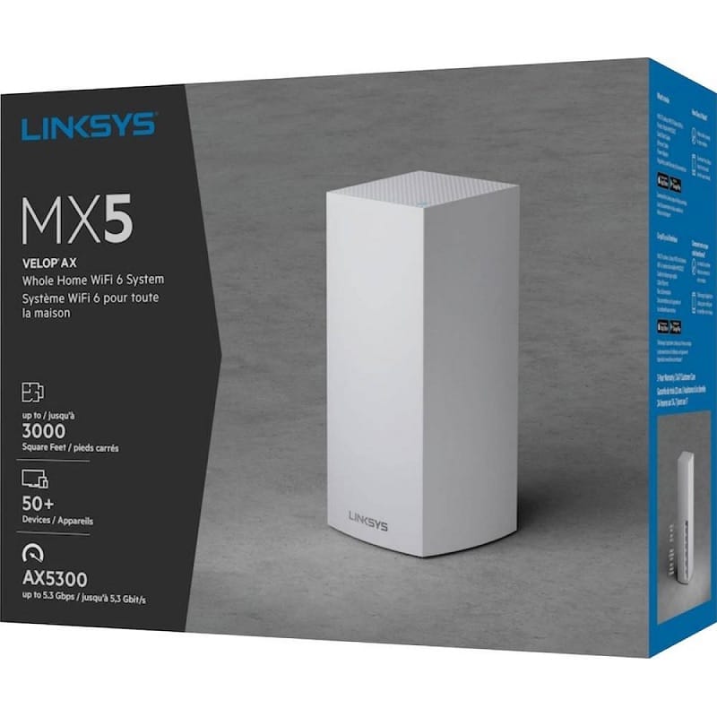 Sistema Malla Wifi6 Linksys Velop Mx5300 Triband 1 unidad Sistema Malla Wifi6 Linksys Velop Mx5300 Triband 1 unidad