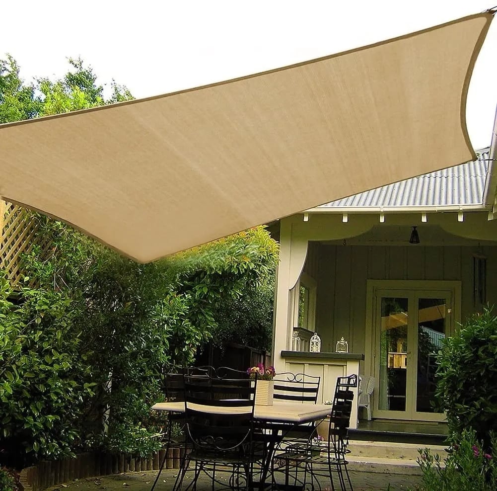Toldo Vela p/ sombra viento c/ Uv - 4*9.5 rectangulo Beige