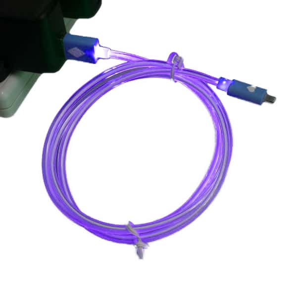 Cable de Datos LED Plano Micro USB - Violeta Cable de Datos LED Plano Micro USB - Violeta