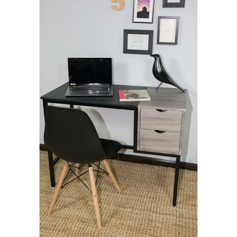 Escritorio Elegante Acero y Madera Tb10-nk03a16 Color Negro