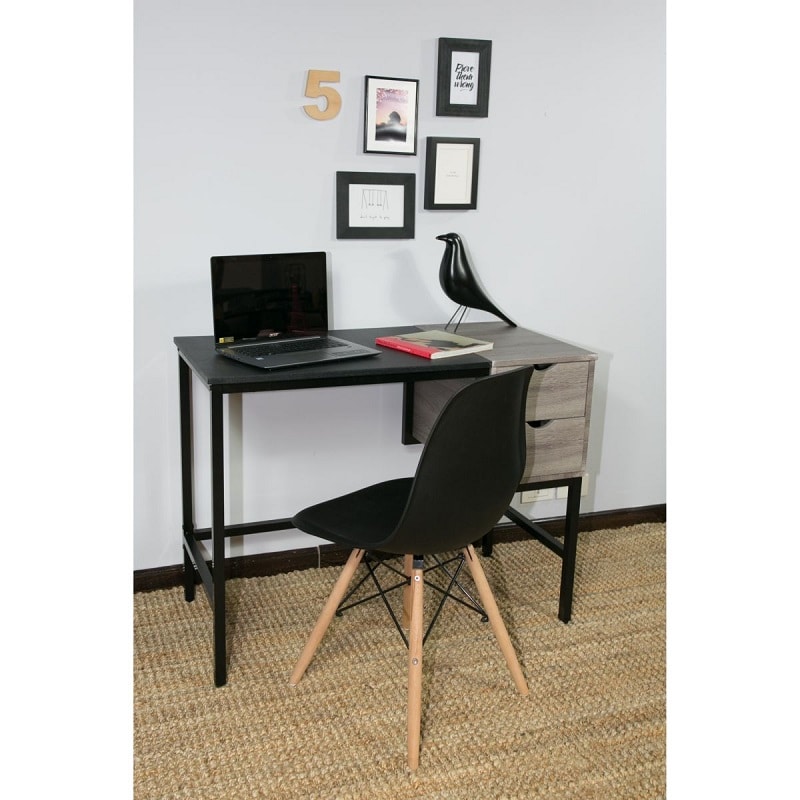 Escritorio Elegante Acero y Madera Tb10-nk03a16 Color Negro