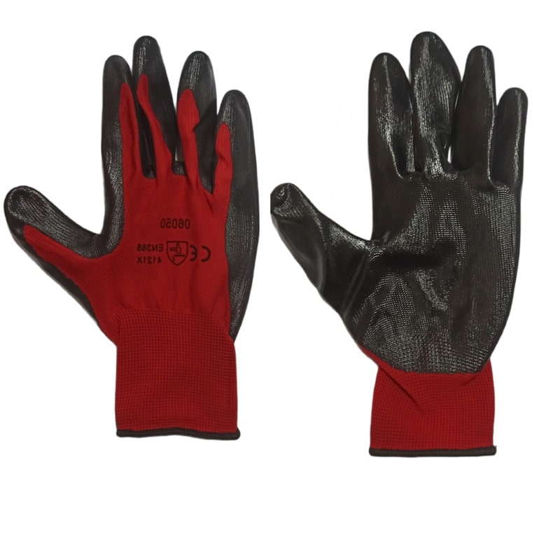 GUANTES DE NYLON PALMA POLIURET82002- ROJO Y NEGRO GUANTES DE NYLON PALMA POLIURET82002- ROJO Y NEGRO