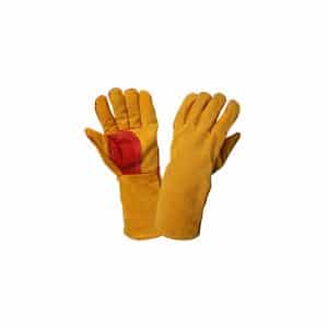 GUANTE SOLDADOR FORRADO AMARILLO C/REFUERZO ROJO
