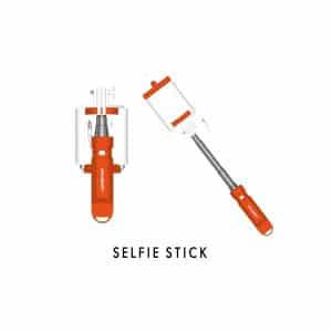 SELFIE STICK, CON CABLE, PLEGABLE, NARANJA Ledstar