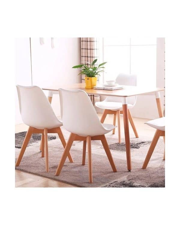 Silla Tipo Eames Acolchonada Blanca