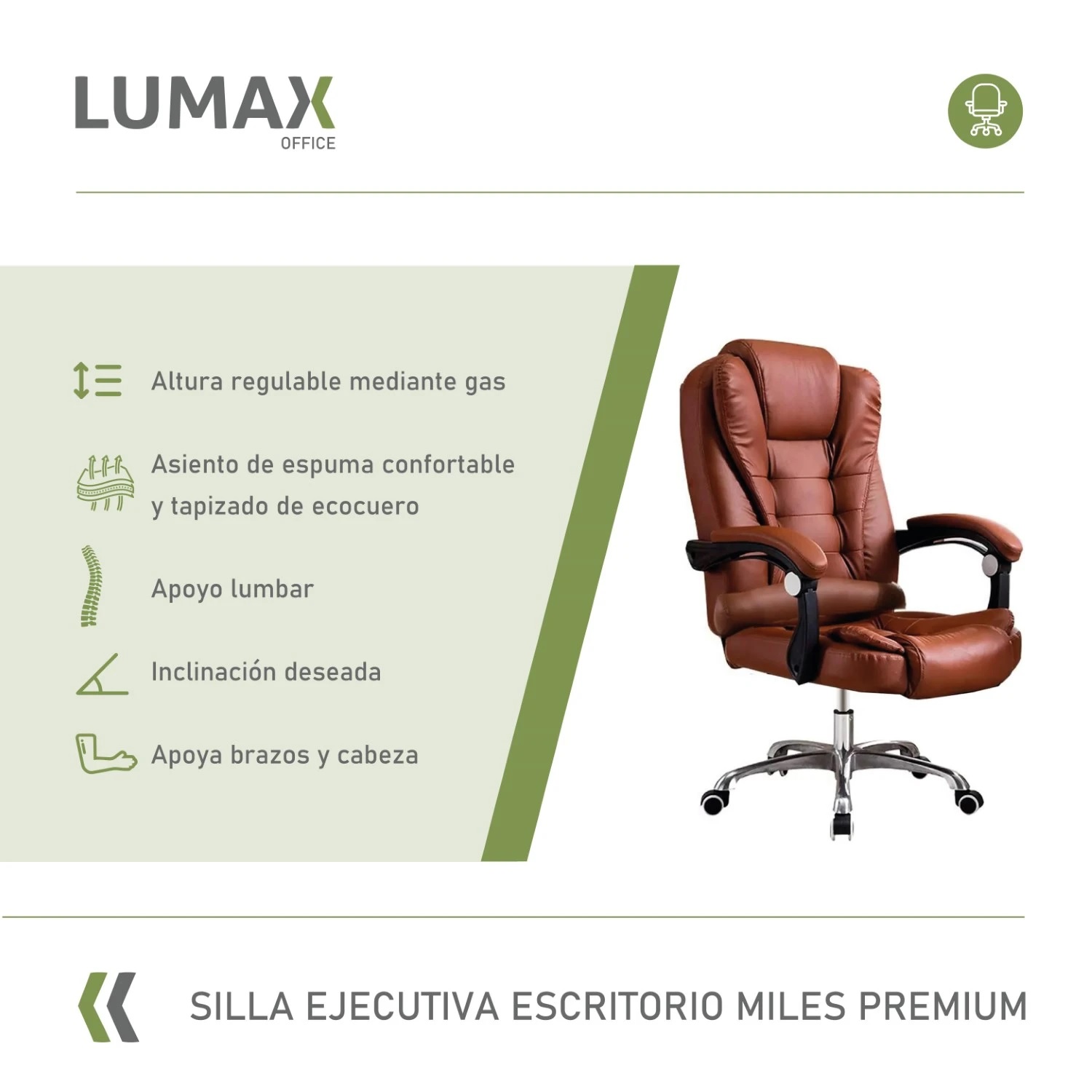 Silla ejecutiva Miles sin apoyapies Marron / Sillon Silla ejecutiva Miles sin apoyapies Marron / Sillon
