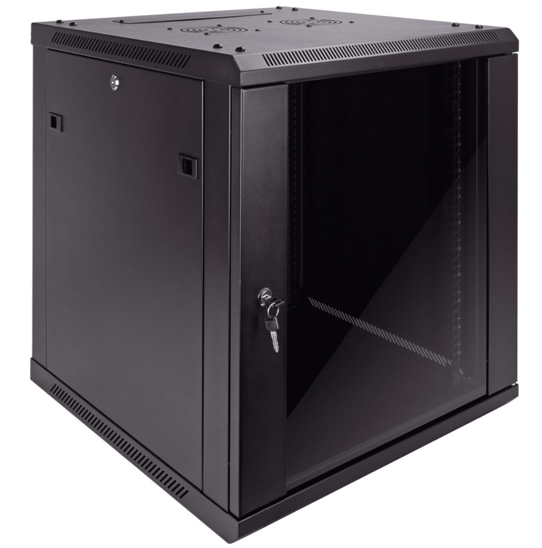 Rack NRG+ 12U pared o piso - Vidrio templado con cerradura