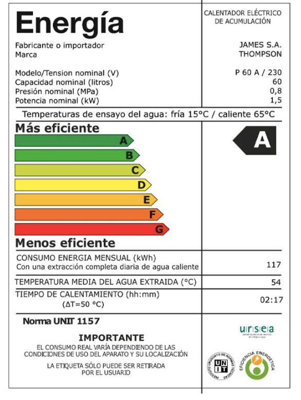 Termotanque / Calefon / Calentador 60L - Thompson Clase A Termotanque / Calefon / Calentador 60L - Thompson Clase A