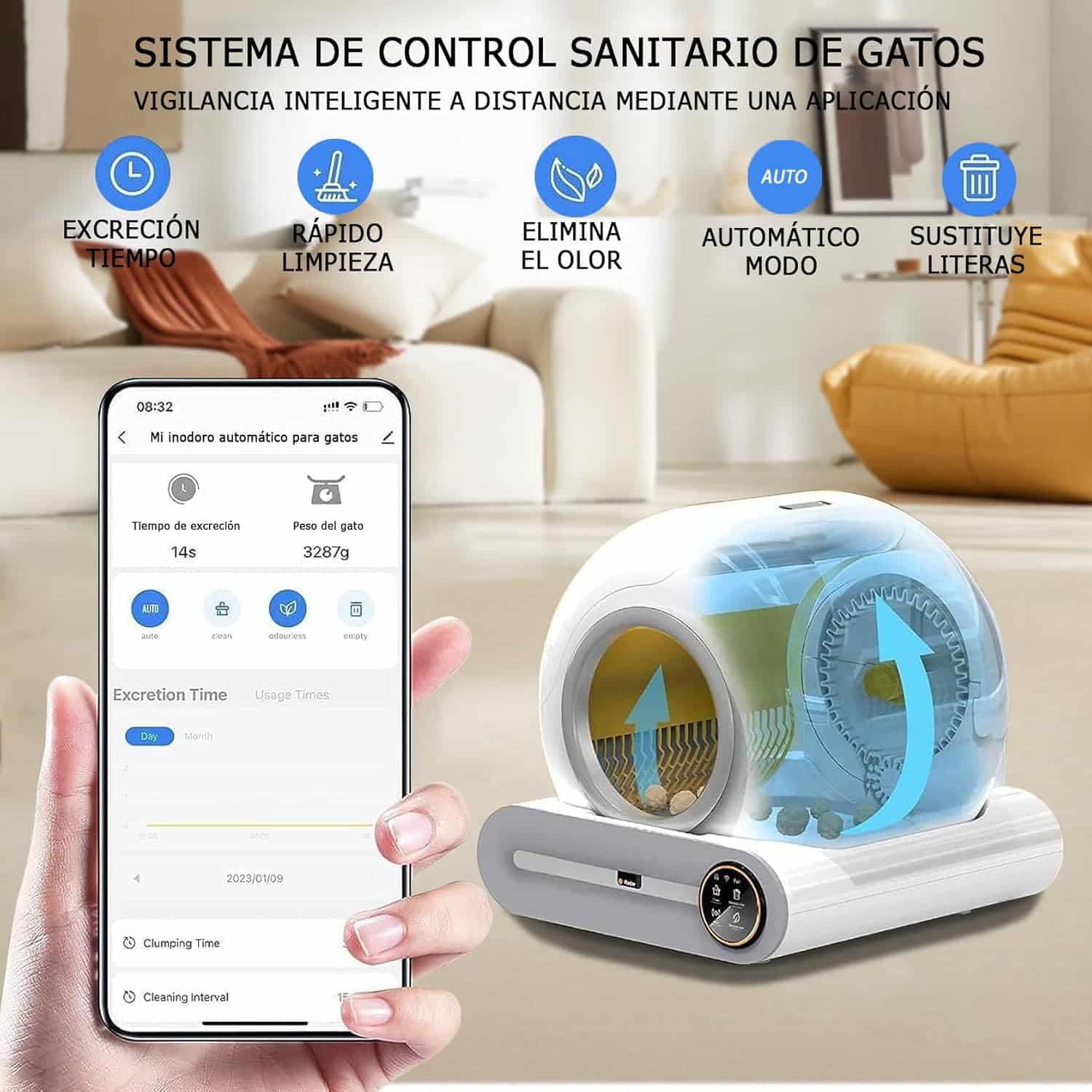 Arenero Inteligente Automático Para Gatos Aplicación Celular Arenero Inteligente Automático Para Gatos Aplicación Celular