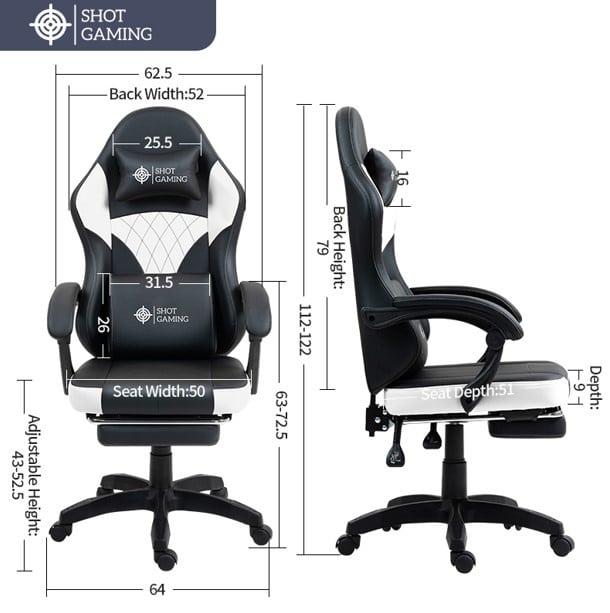 Silla Gamer Shot Gaming SHOT-D1145-WB | Soporte ergonómico