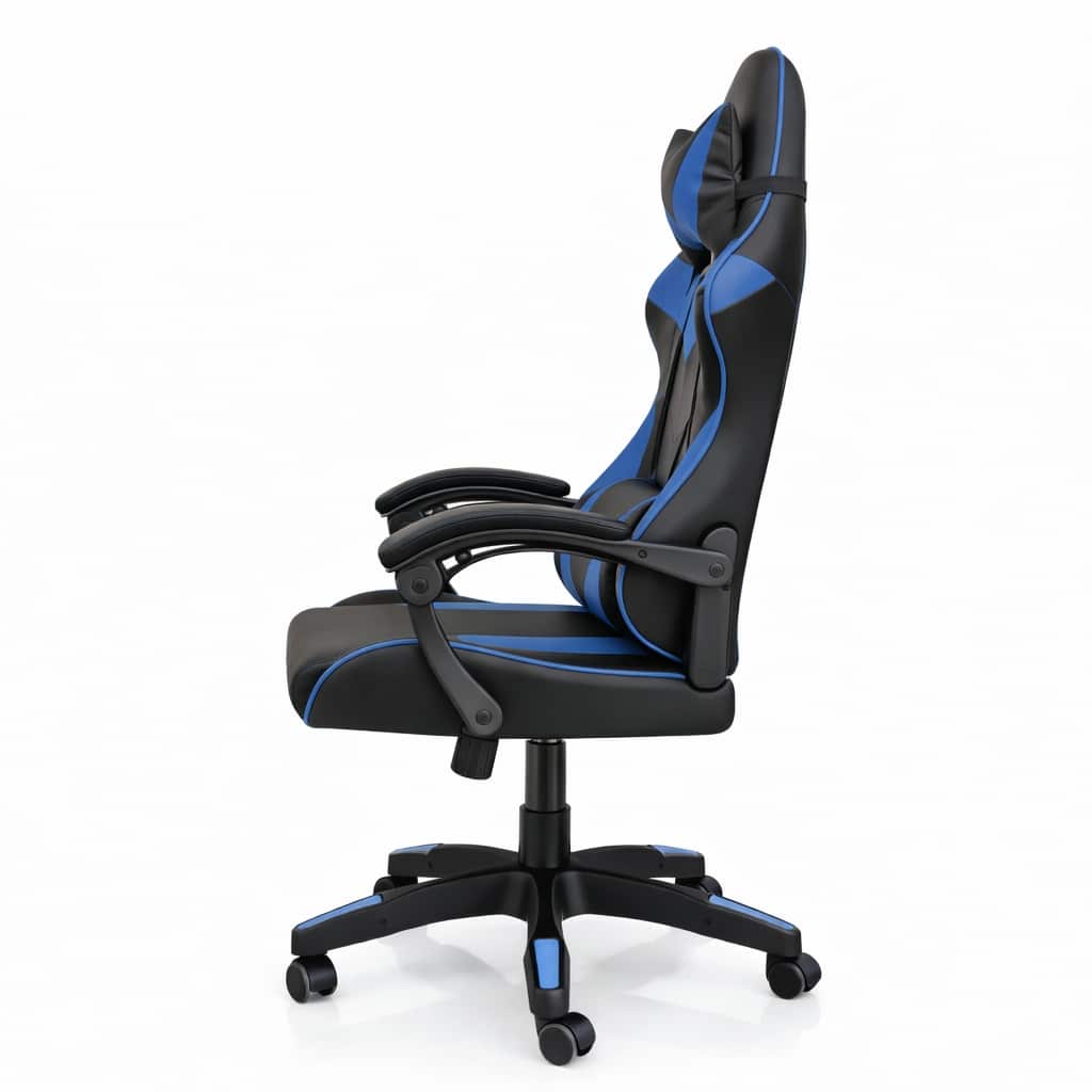 Copia - Silla Gamer Ergonómica Cuero Sintético Masaje Lumbar negro y blanca