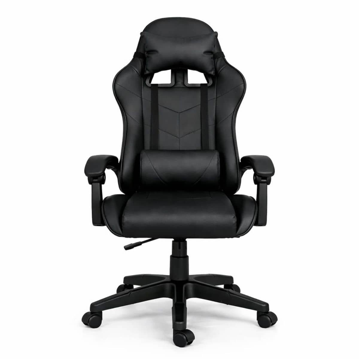Silla Gamer Ergonómica Cuero Sintético Masaje Lumbar Negra