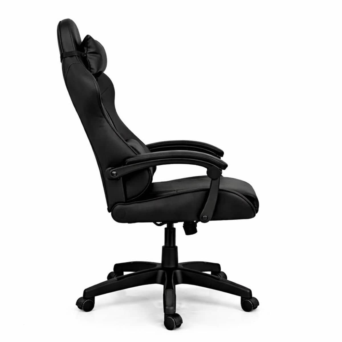 Silla Gamer Ergonómica Cuero Sintético Masaje Lumbar Negra