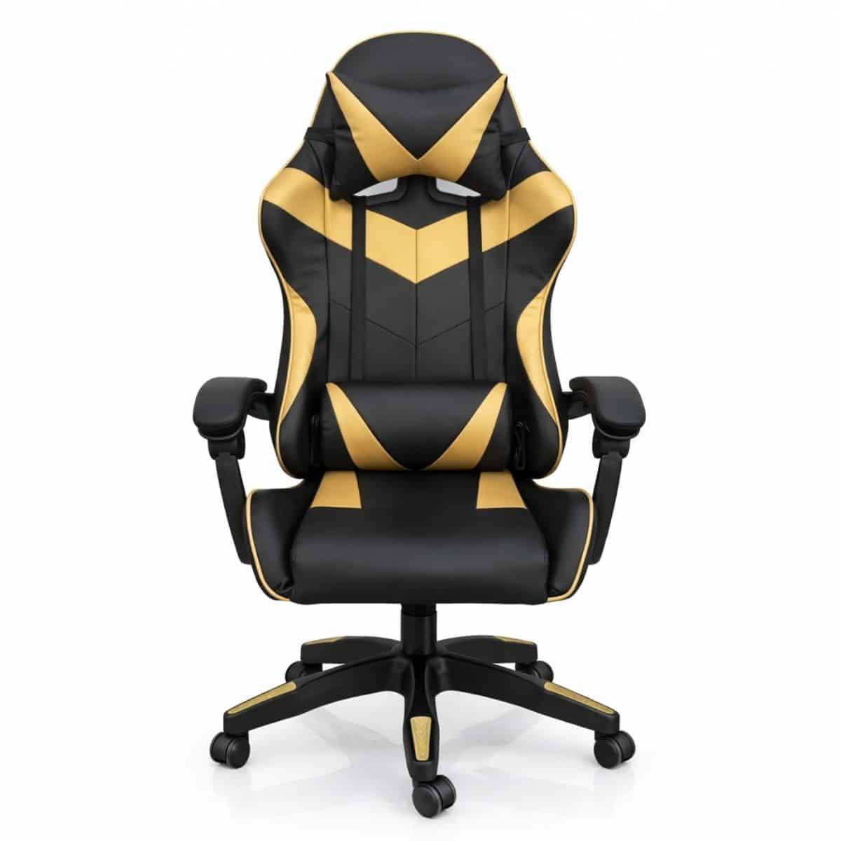 Copia - Silla Gamer Ergonómica Cuero Sintético Masaje Lumbar Negra