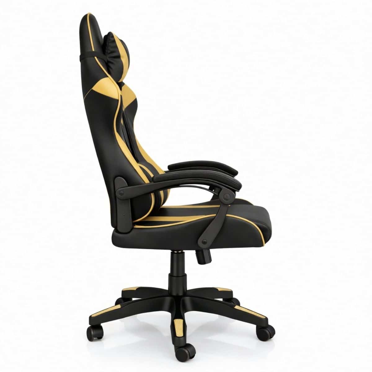 Copia - Silla Gamer Ergonómica Cuero Sintético Masaje Lumbar Negra