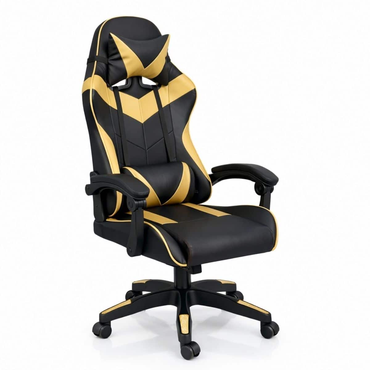 Copia - Silla Gamer Ergonómica Cuero Sintético Masaje Lumbar Negra