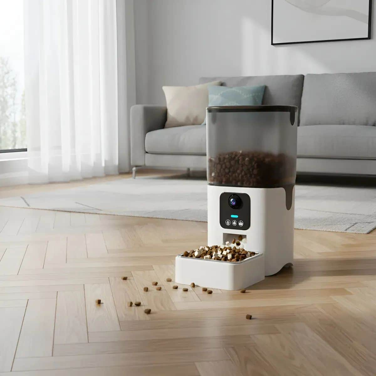 Dispensador Para Mascotas Automático Con Cámara Y Micrófono