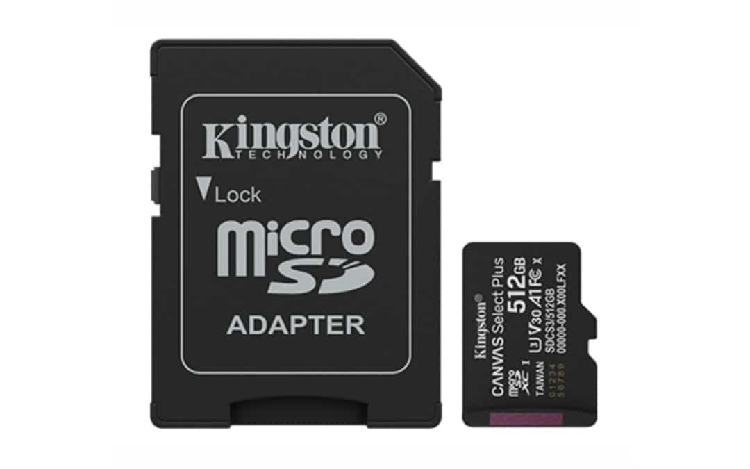 Memoria Micro SD c/Adaptador Canvas Clase 10 512GB Kingston